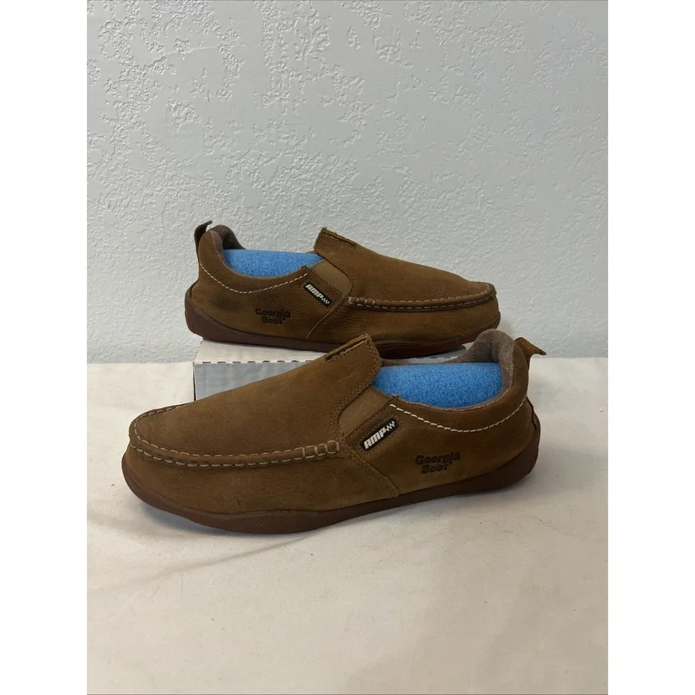 Georgia Boot Cedar Falls Moc-Toe Slip On Size‎ 10.5W Wide Mens G050 Tan Leather